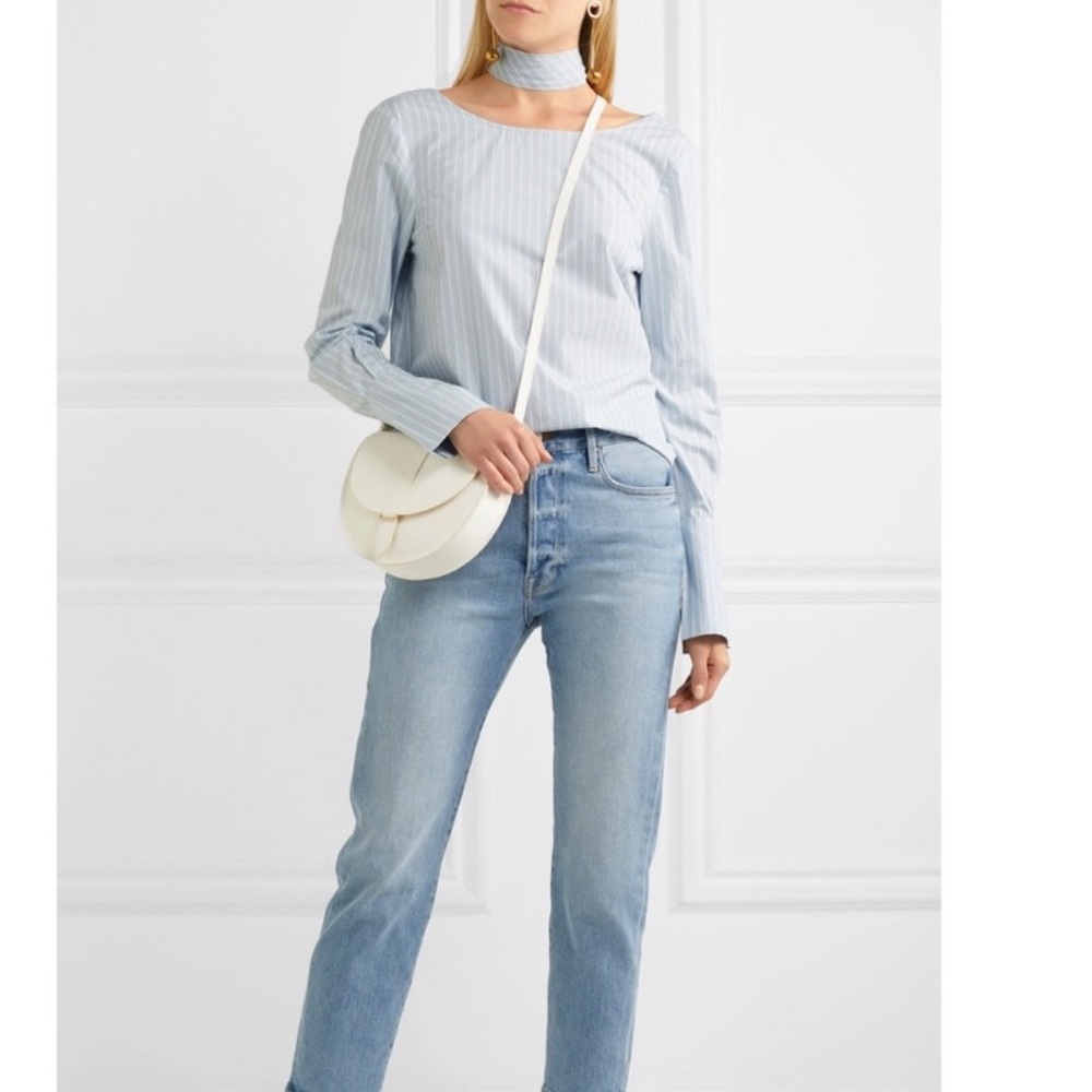 FRAME Reverse striped cotton-poplin shirt